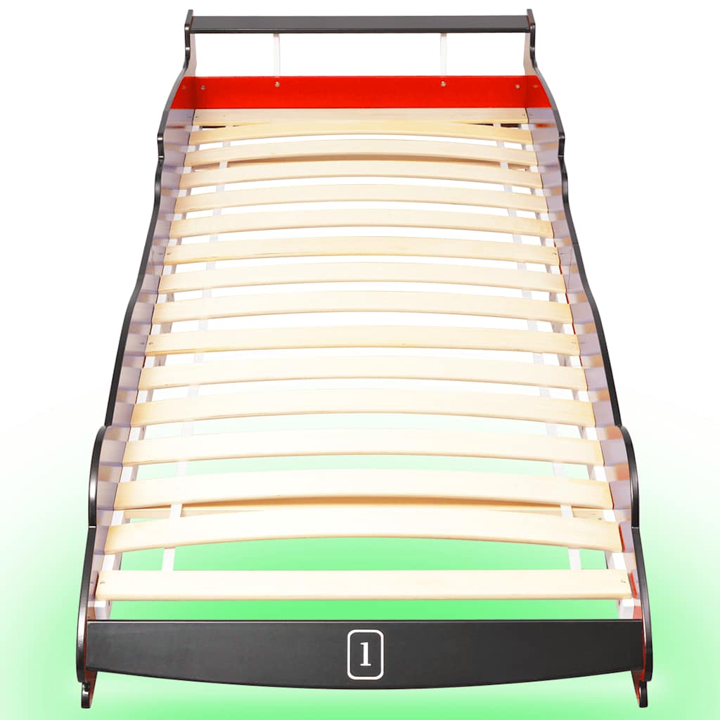 Children's LED Race Car Bed 90x200 cm Red