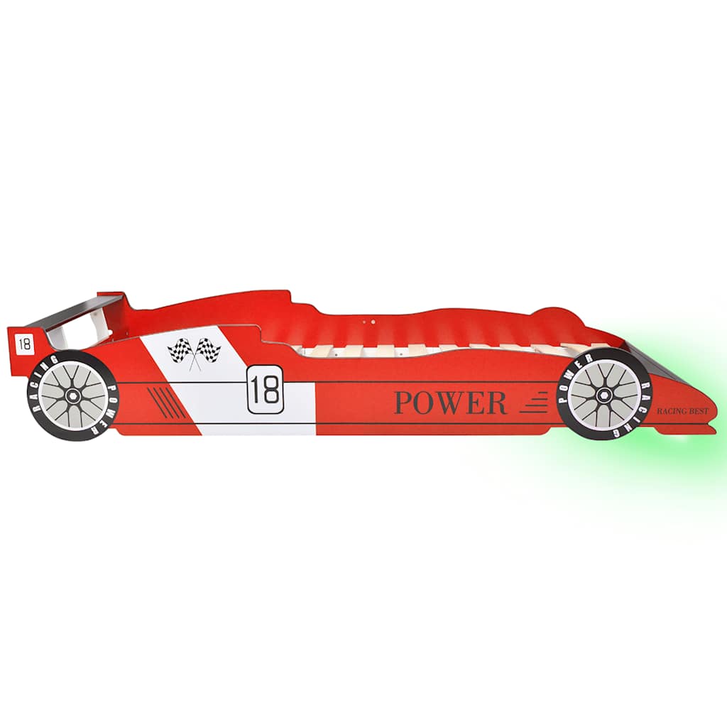 Children's LED Race Car Bed 90x200 cm Red