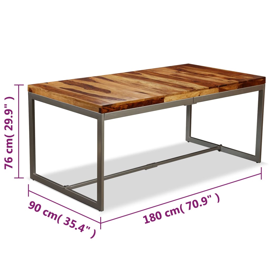 Dining Table Solid Acacia Wood and Steel 180 cm