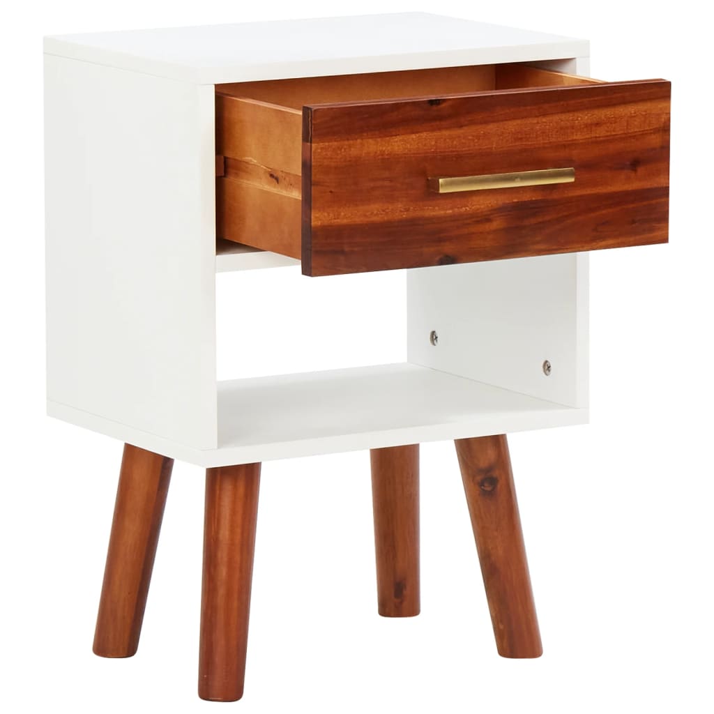 Bedside Cabinet Solid Acacia Wood 40x30x57 cm