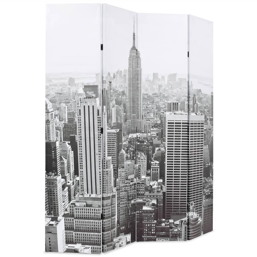 Folding Room Divider 160x170 cm New York by Day Black and White