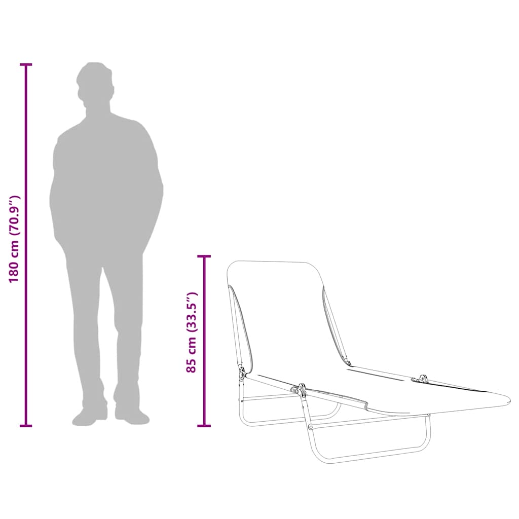 Folding Sun Loungers 2 pcs Steel and Fabric Taupe