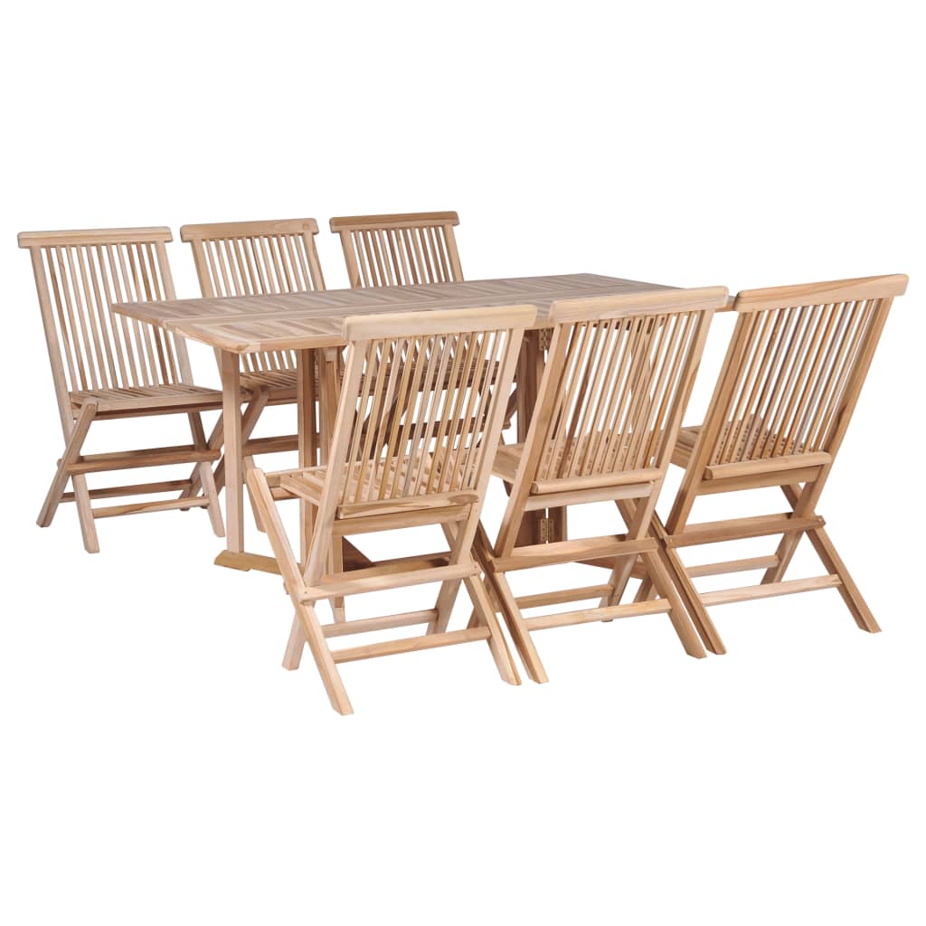 7 Piece Folding Outdoor Dining Set Solid Teak Wood