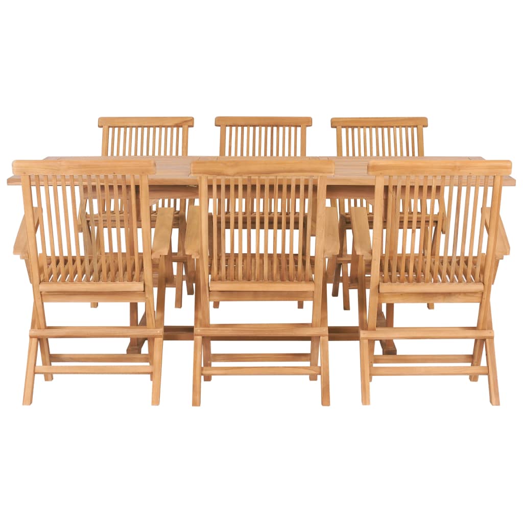 7 Piece Outdoor Dining Set 150-200x100x75 cm Solid Teak Wood