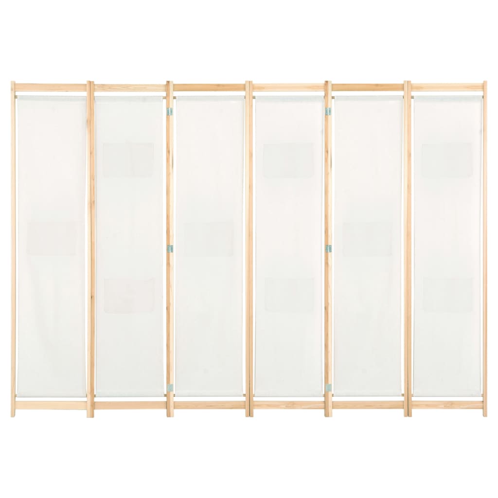 6-Panel Room Divider Cream 240x170x4 cm Fabric