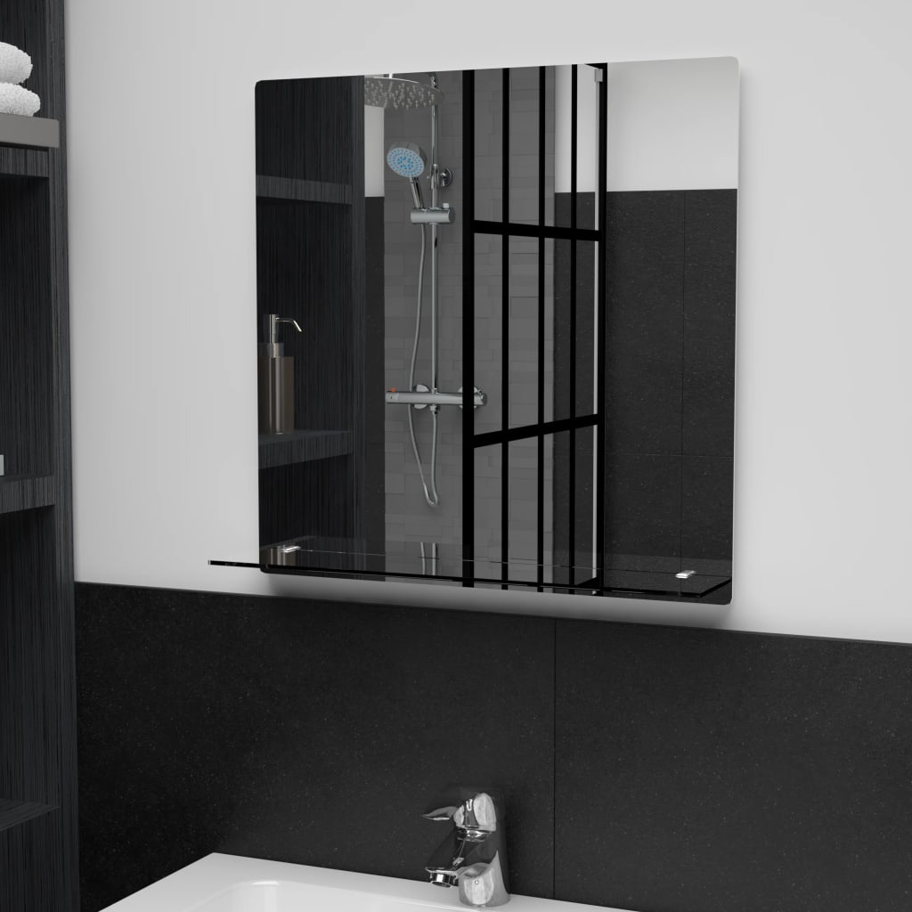 Wall Mirror With Shelf Tempered Glass