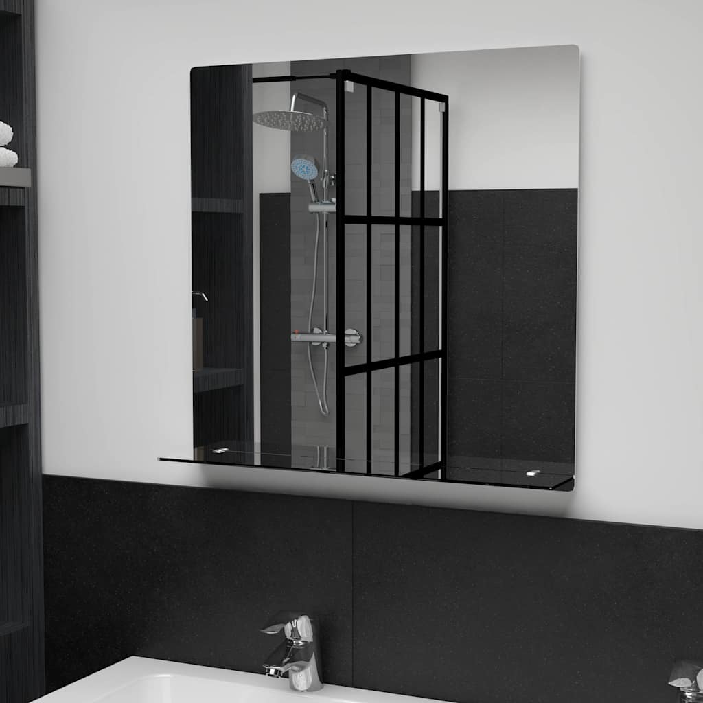 Wall Mirror With Shelf Tempered Glass