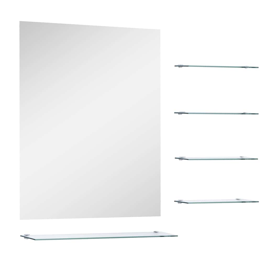 Wall Mirror With 5 Shelves Silver 50X60 Cm