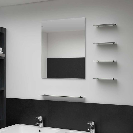 Wall Mirror With 5 Shelves Silver 50X60 Cm