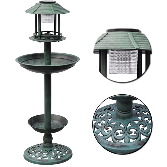 Bird Bath/ Feeder With Solar Light