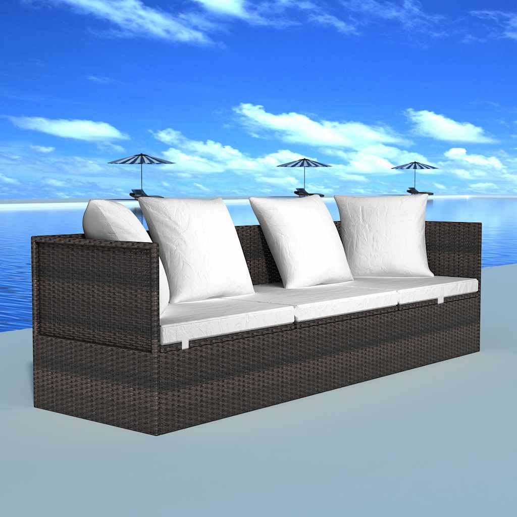 Sun Lounger Brown 200 x 60 x 58 cm Poly Rattan