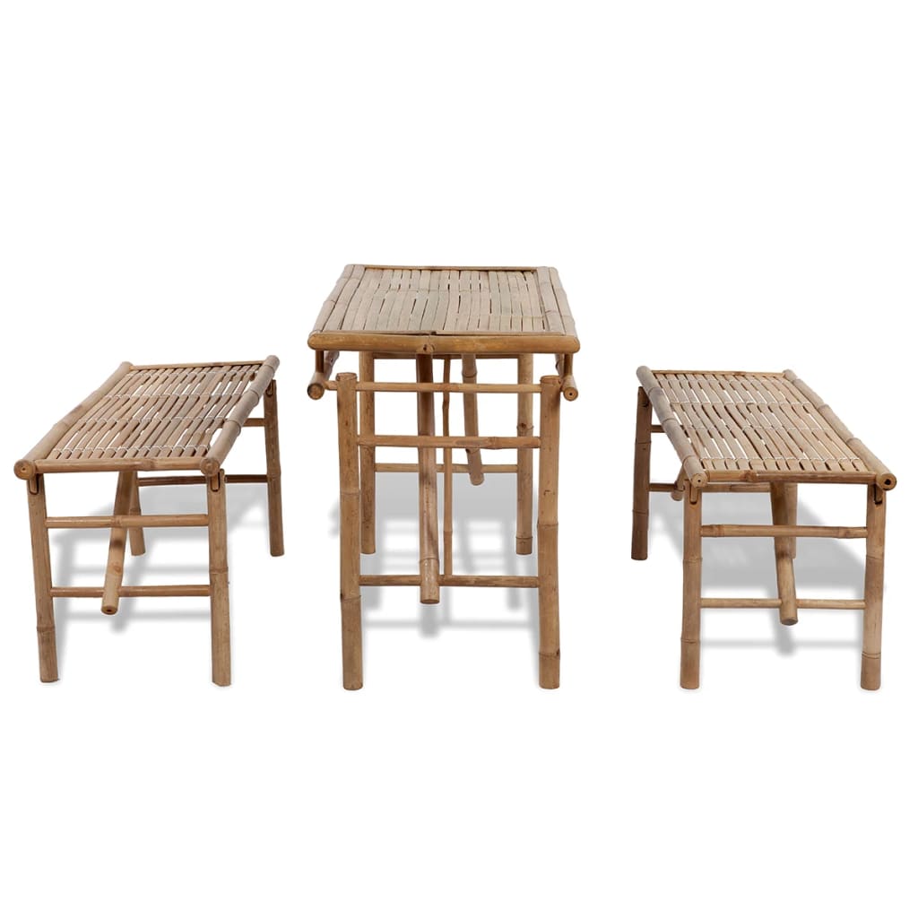 Beer Table with 2 Benches 100 cm Bamboo