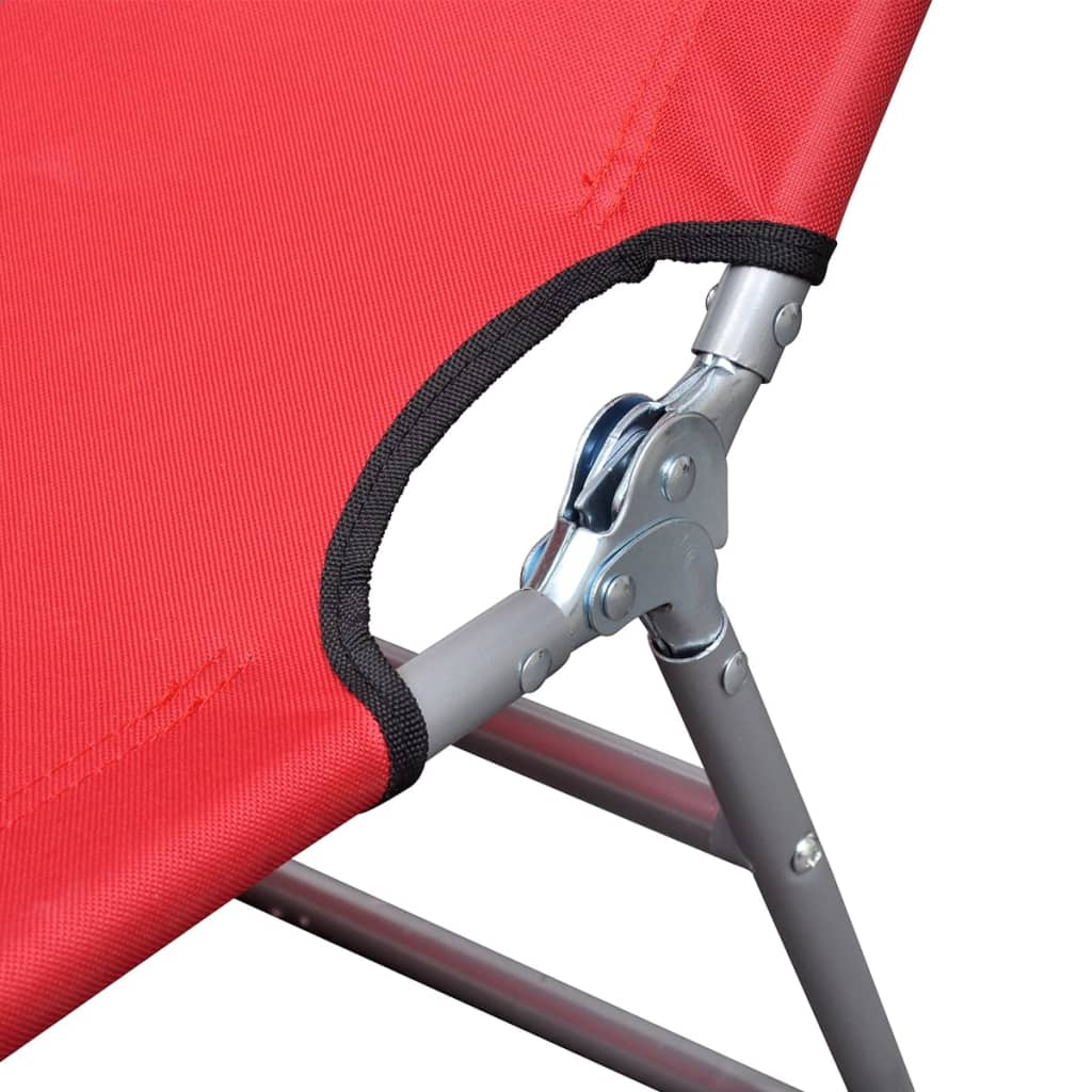 Folding Sun Lounger Powder-coated Steel Red