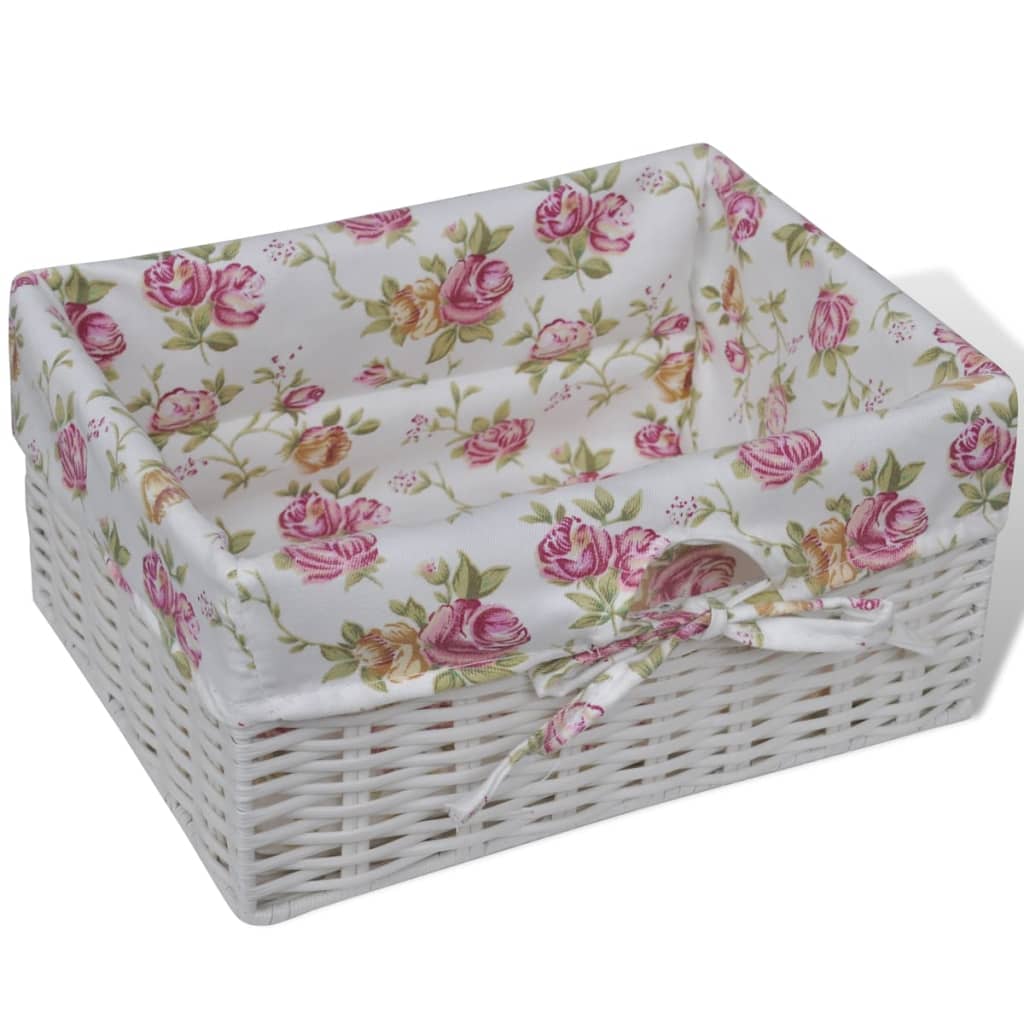 Cabinet with 1 Drawer and 2 Baskets White Paulownia Wood