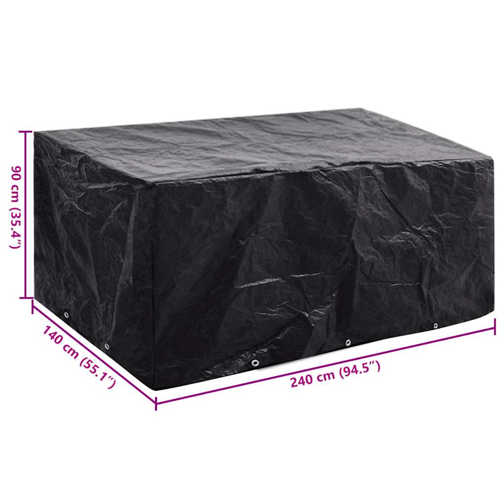 Garden Furniture Cover 6 Person Poly Rattan Set 10 Eyelets 240x140cm