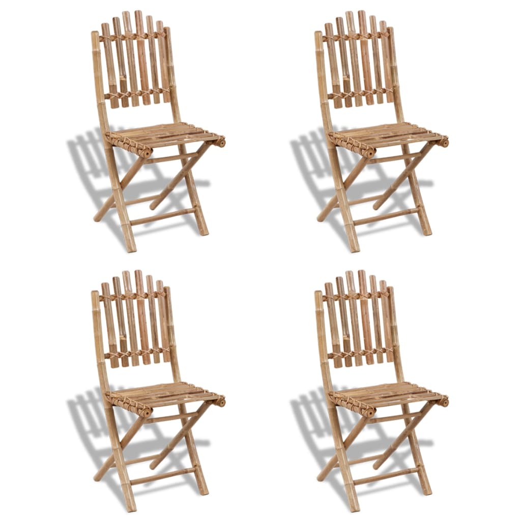 Foldable Outdoor Chairs Bamboo 4 pcs