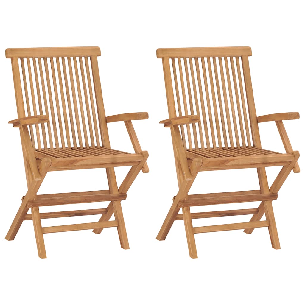 Folding Garden Chairs 2 pcs Solid Teak Wood