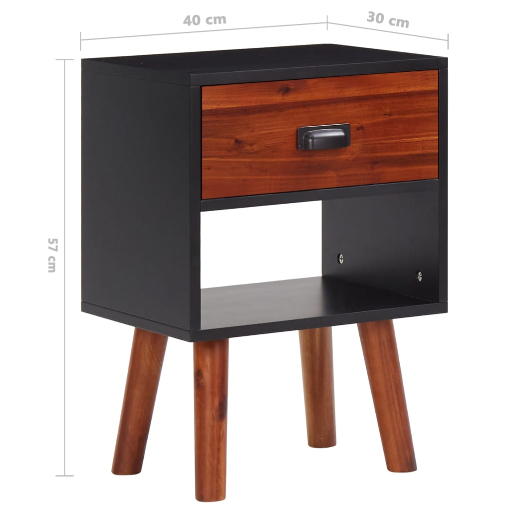 Solid Acacia Wood Bedside Cabinet 40x30x57 cm