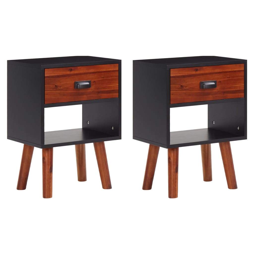 Solid Acacia Wood Bedside Cabinets 2 pcs 40x30x57 cm
