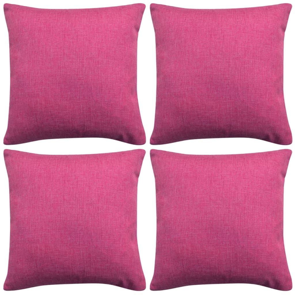 Cushion Covers 4 pcs Linen-look Pink 40x40 cm