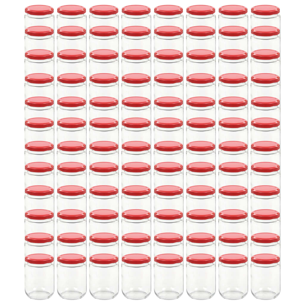 Glass Jam Jars with Red Lid 96 pcs 230 ml