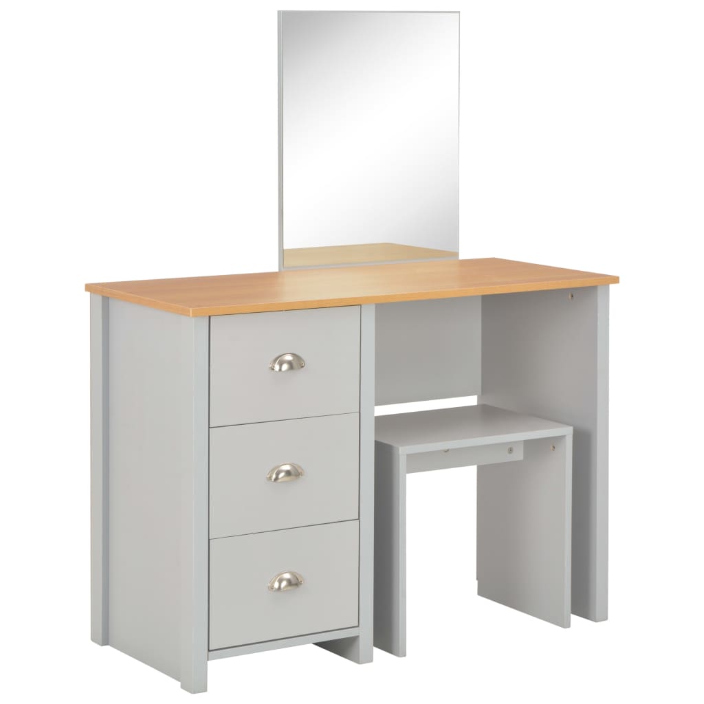 Dressing Table With Mirror And Stool Grey 104X45X131 Cm