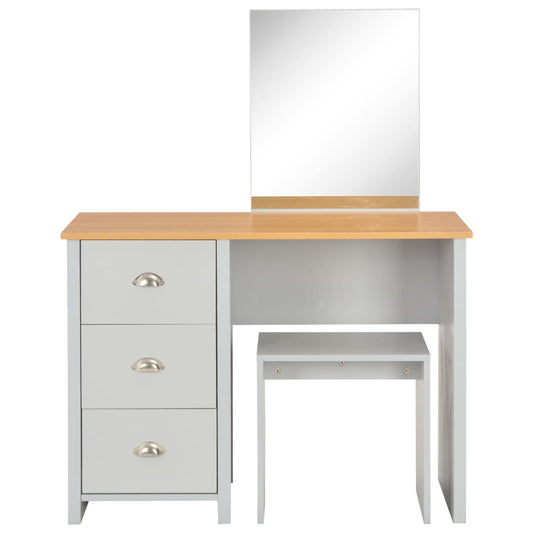 Dressing Table With Mirror And Stool Grey 104X45X131 Cm
