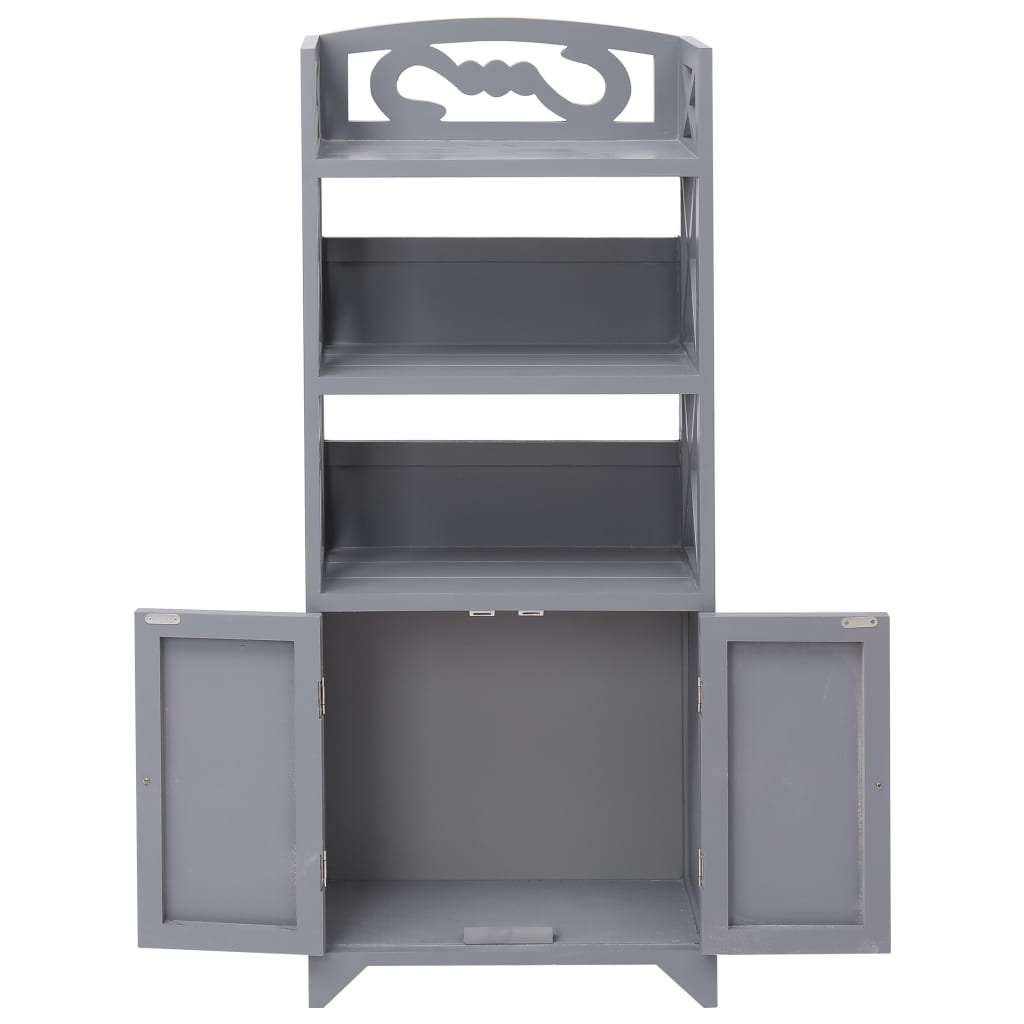 Bathroom Cabinet Grey 46x24x116 cm Paulownia Wood