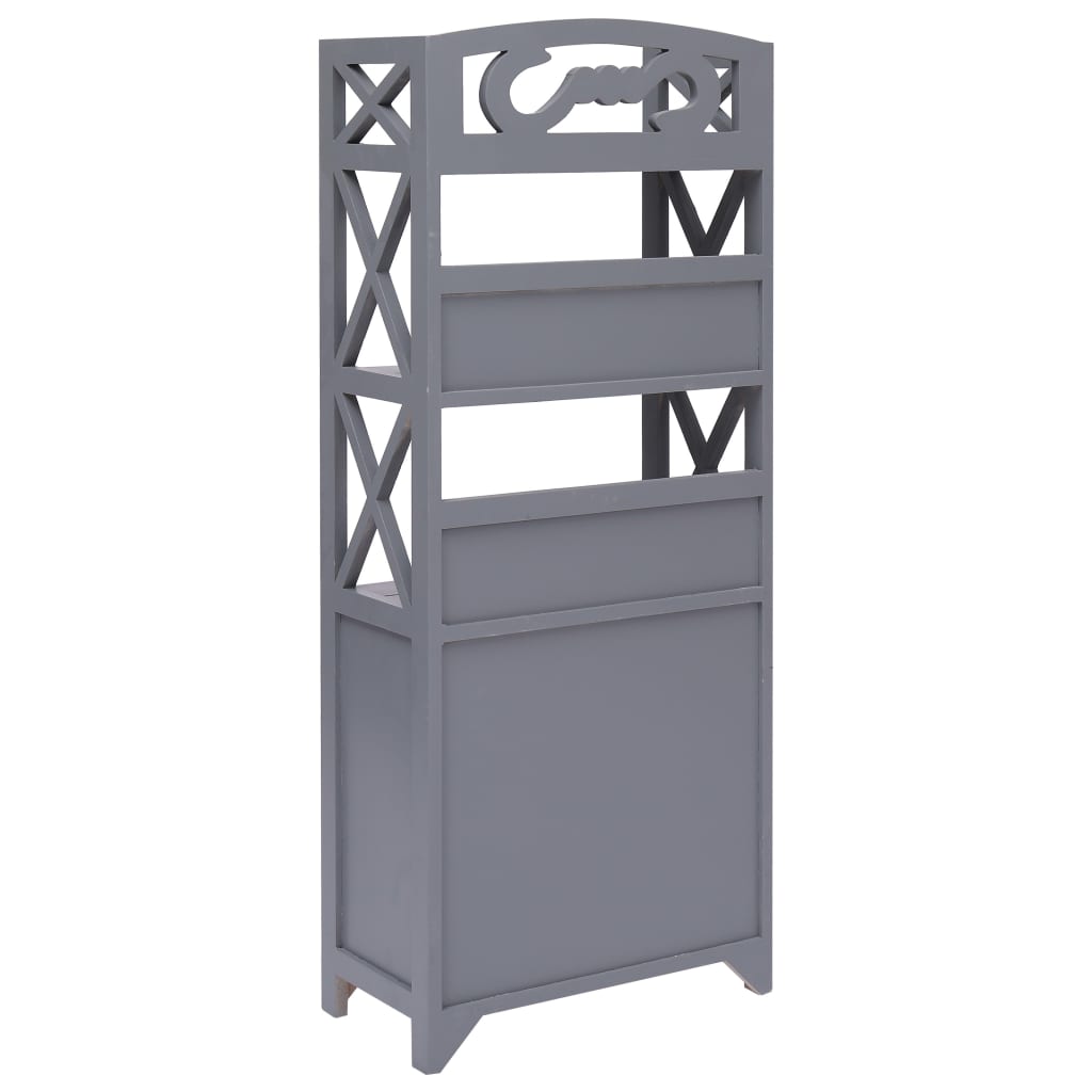 Bathroom Cabinet Grey 46x24x116 cm Paulownia Wood