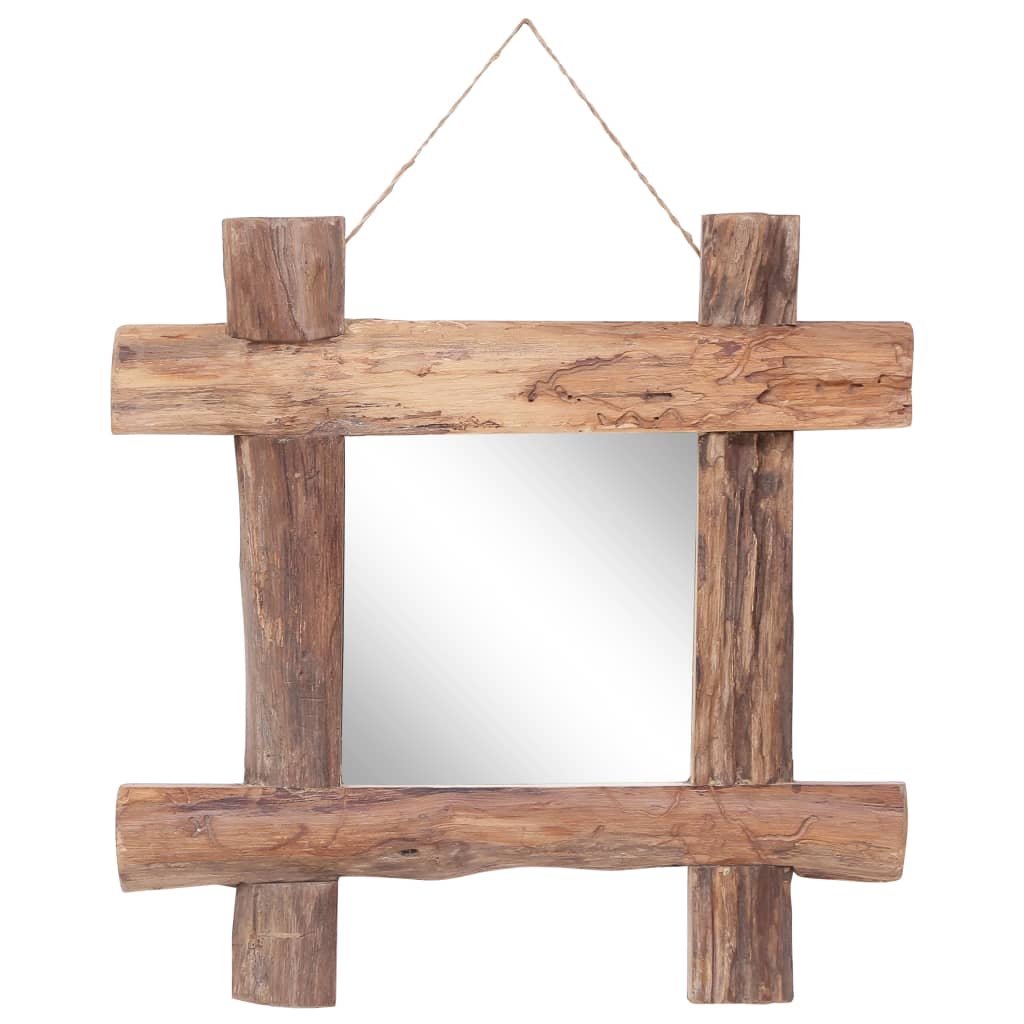 Log Mirror 70X70 Cm Solid Reclaimed Wood