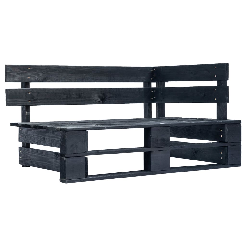 Garden Pallet Corner Bench Wood Black