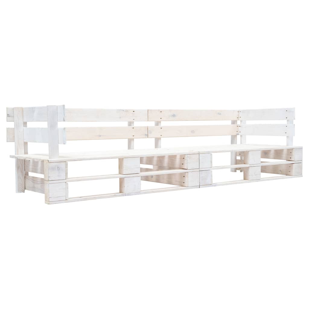 Garden 2-Seater Pallet Sofa White Wood