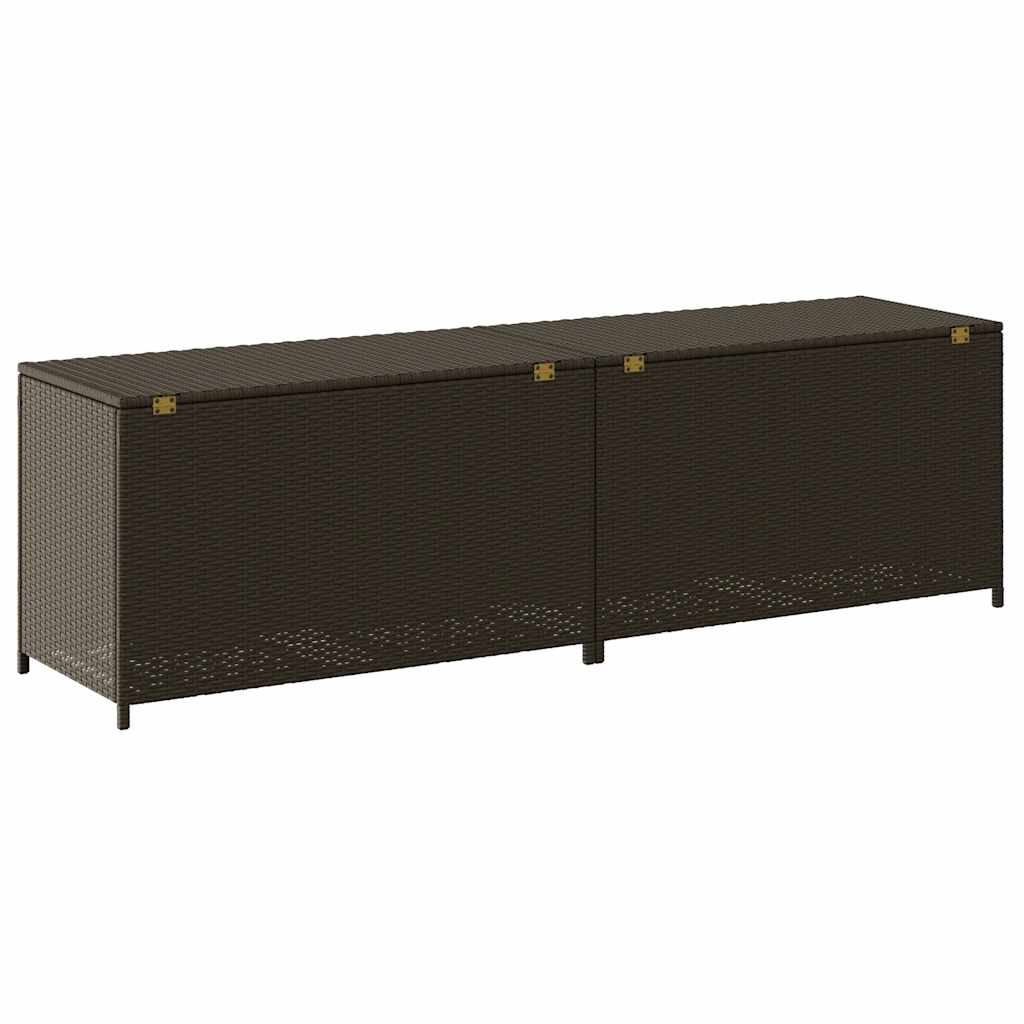 Garden Storage Box Poly Rattan 200x50x60 cm Brown