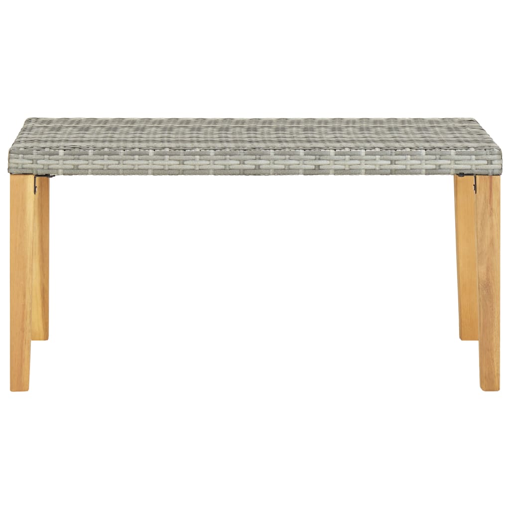 Garden Bench 120 cm Grey Poly Rattan and Solid Acacia Wood