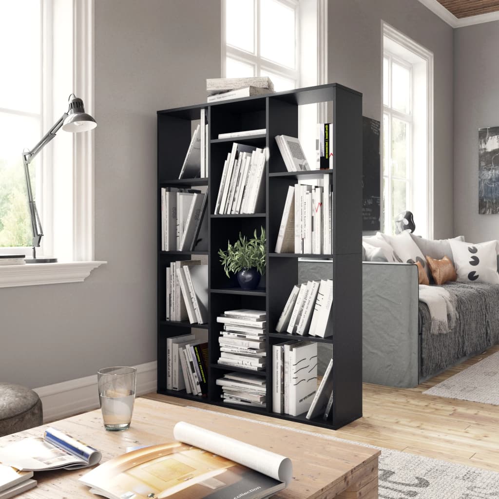 Room Divider/Book Cabinet Black 100x24x140 cm Engineered Wood