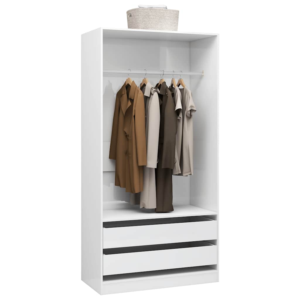 Wardrobe High Gloss White 100x50x200 cm Engineered Wood