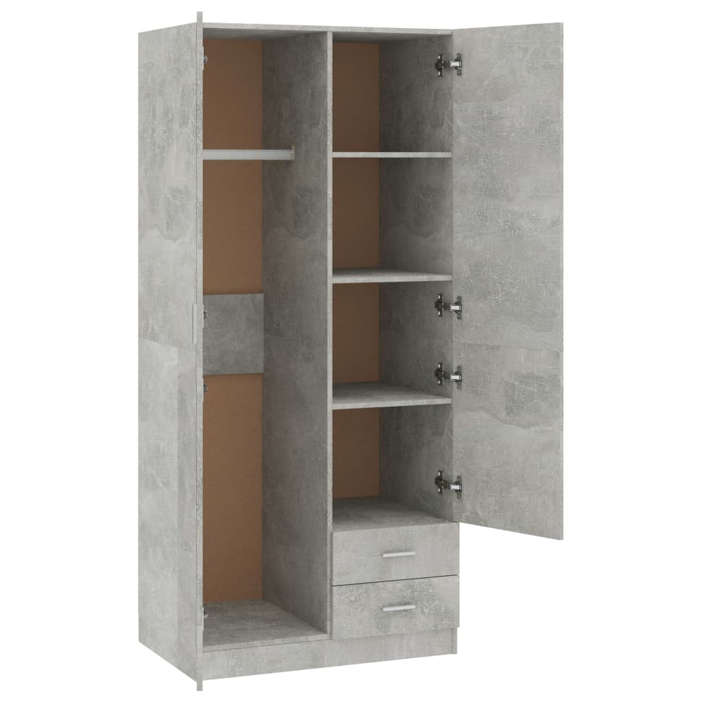 Wardrobe Concrete Grey 80x52x180 cm Engineered Wood