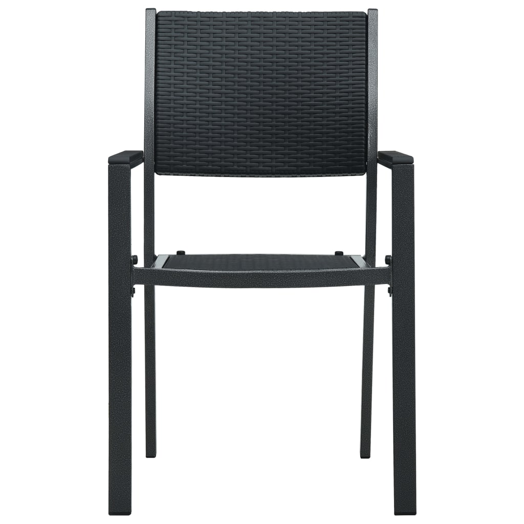 Garden Chairs 2 pcs Black Plastic Rattan Look