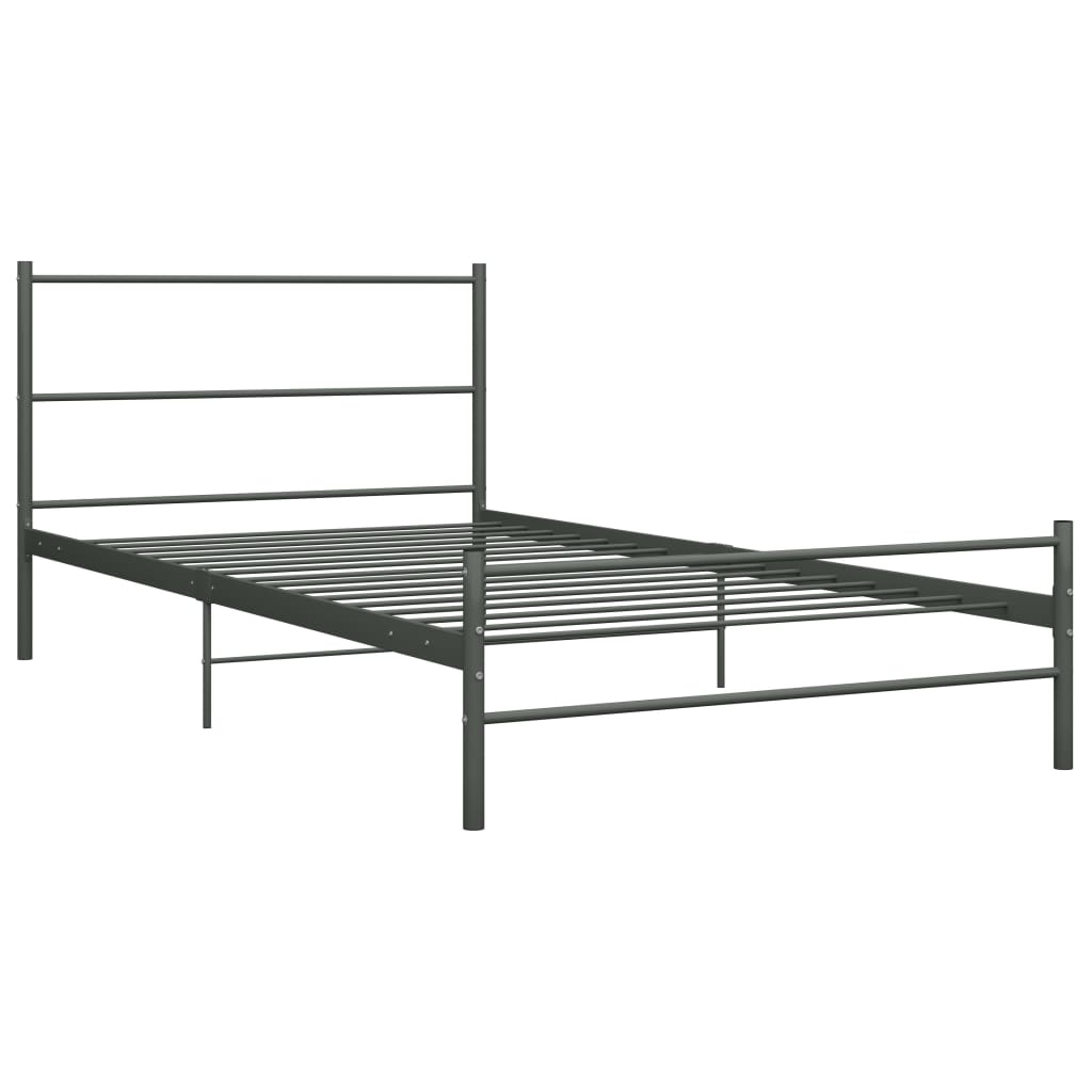 284685 vidaXL Bed Frame without Mattress Grey Metal 100x200 cm