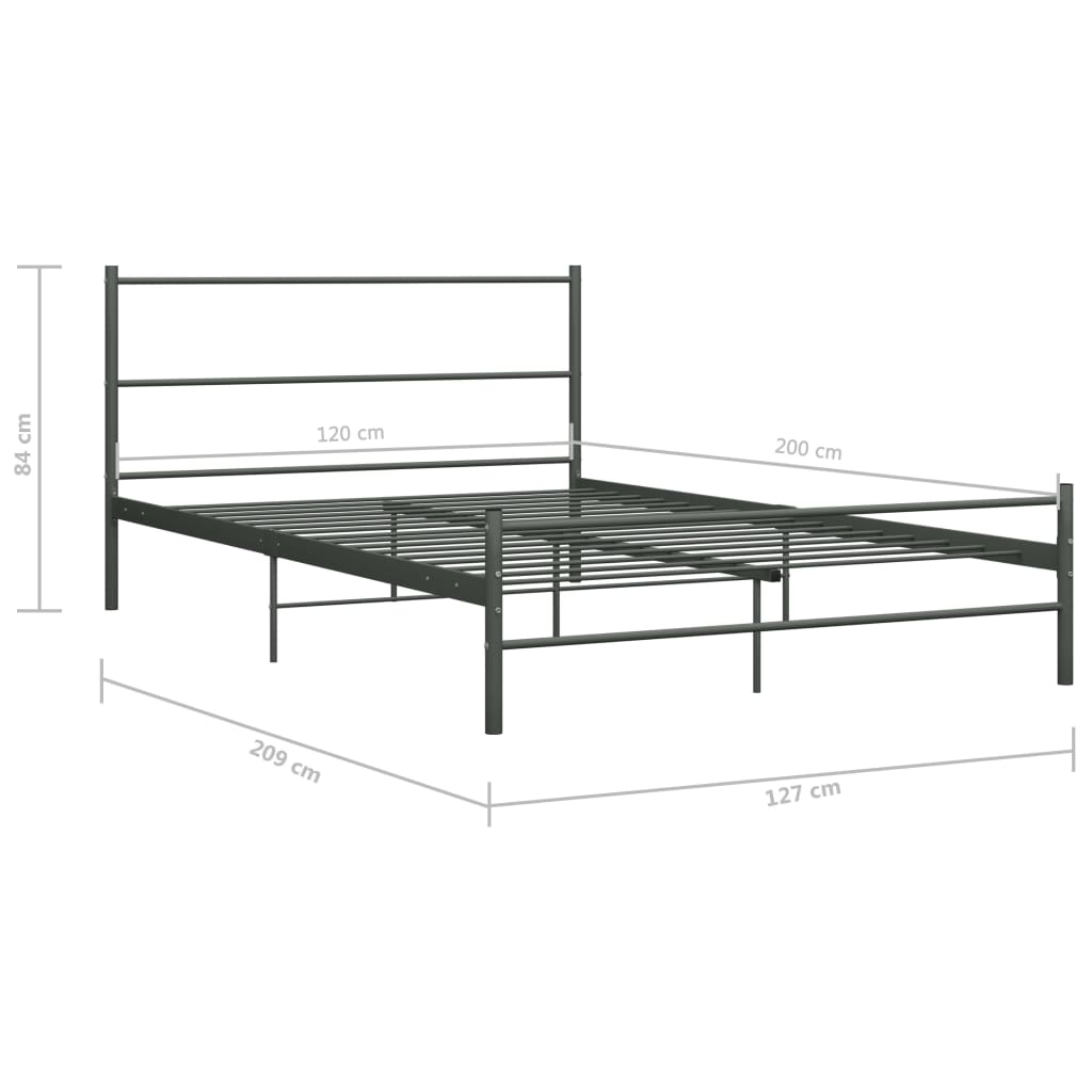 284686 vidaXL Bed Frame without Mattress Grey Metal 120x200 cm