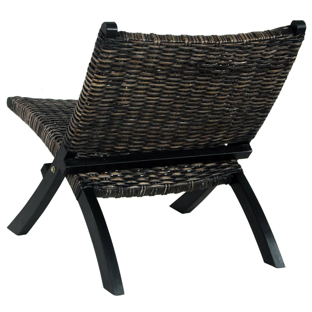 Relaxing Chair Natural Kubu Rattan And Solid Mahogany Wood