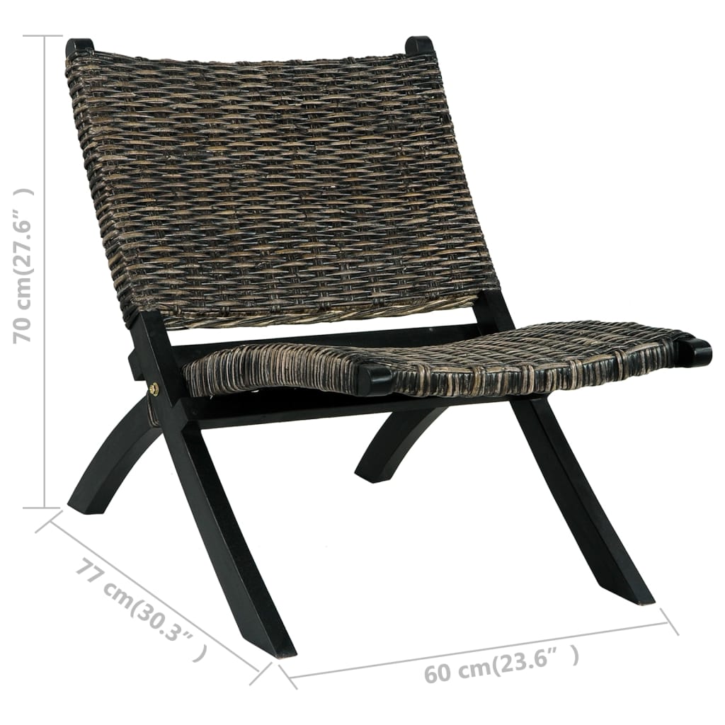 Relaxing Chair Natural Kubu Rattan And Solid Mahogany Wood