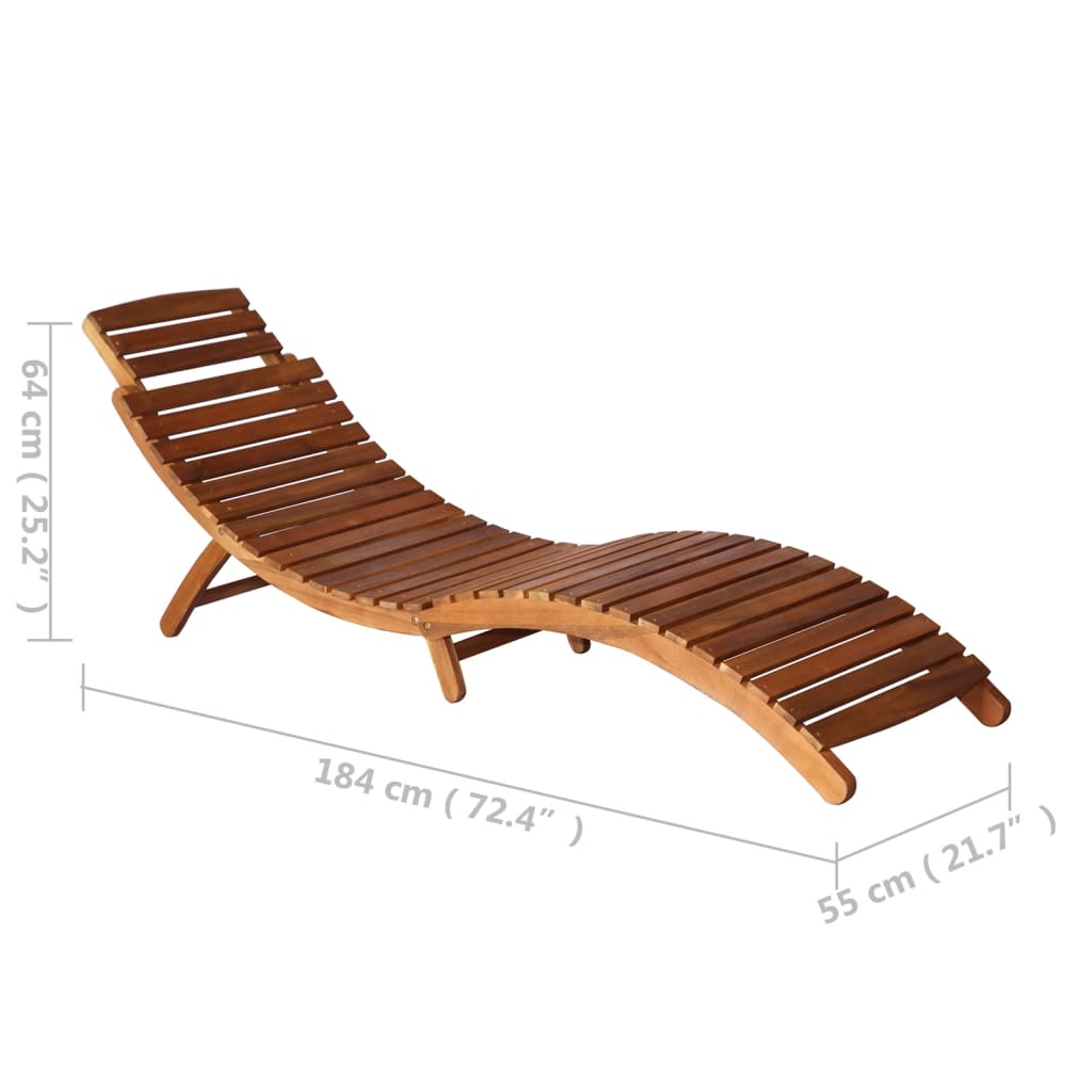 Sunlounger with Table Solid Acacia Wood Brown