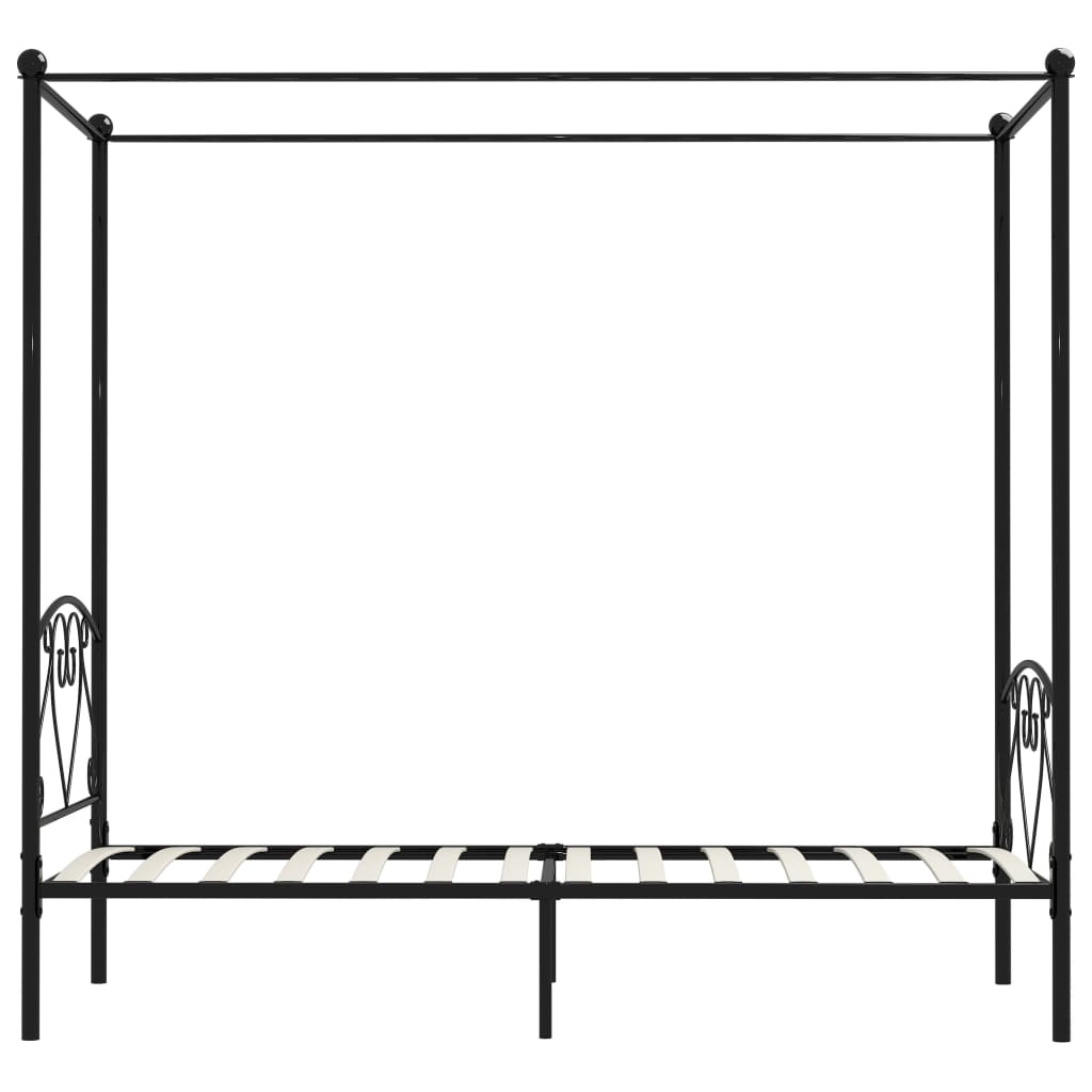 284435 vidaXL Canopy Bed Frame without Mattress Black Metal 120x200 cm