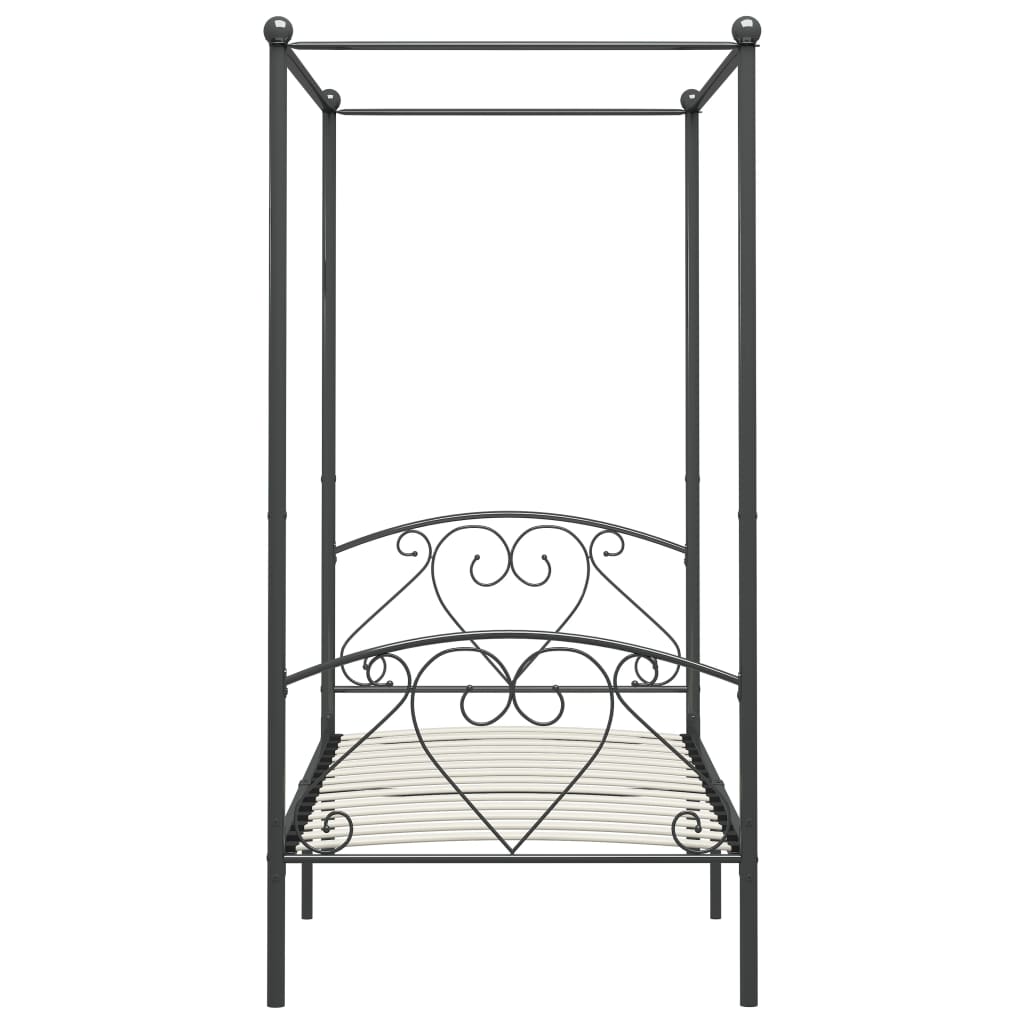 284442 vidaXL Canopy Bed Frame without Mattress Grey Metal 120x200 cm