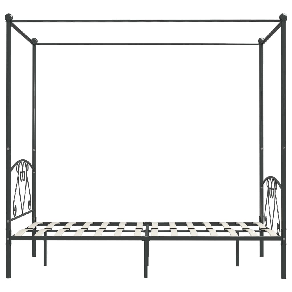 284443 vidaXL Canopy Bed Frame without Mattress Grey Metal 140x200 cm