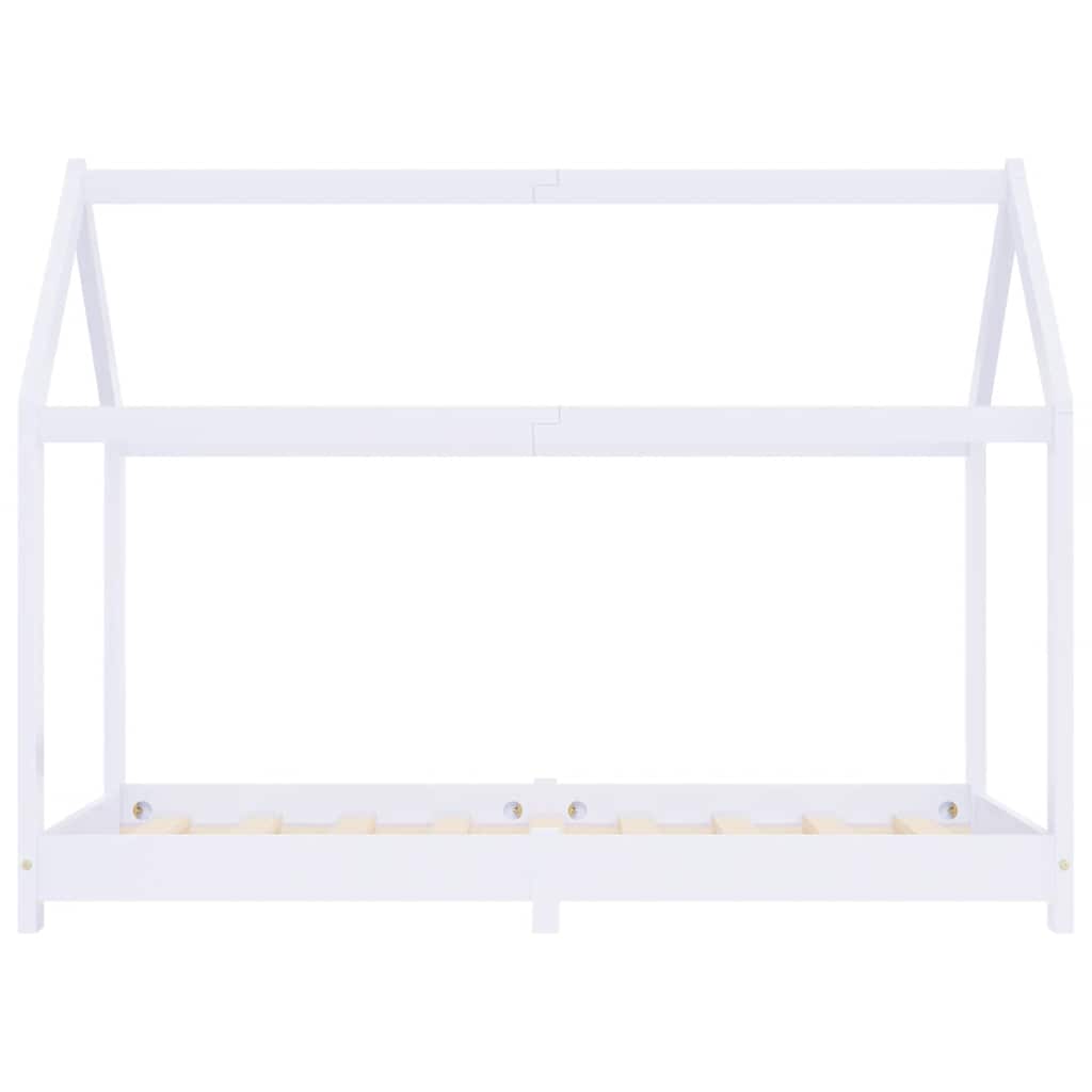 Kids Bed Frame White Solid Pine Wood 70x140 cm