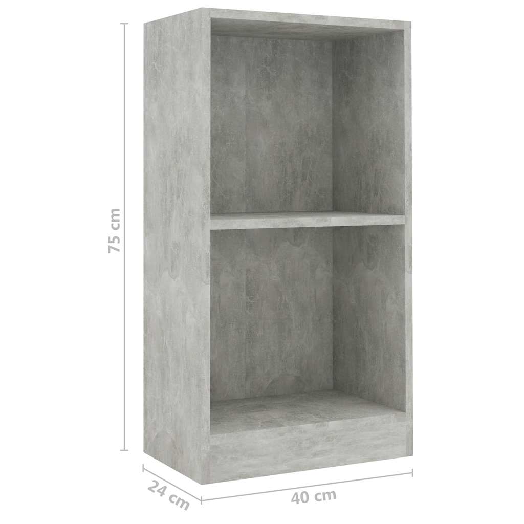 Bookshelf Concrete Grey 40x24x75 cm Engineered Wood