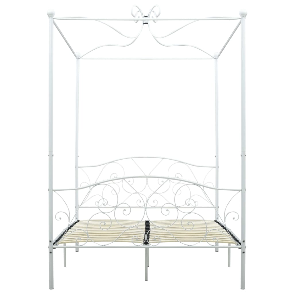 284470 vidaXL Canopy Bed Frame without Mattress White Metal 120x200 cm