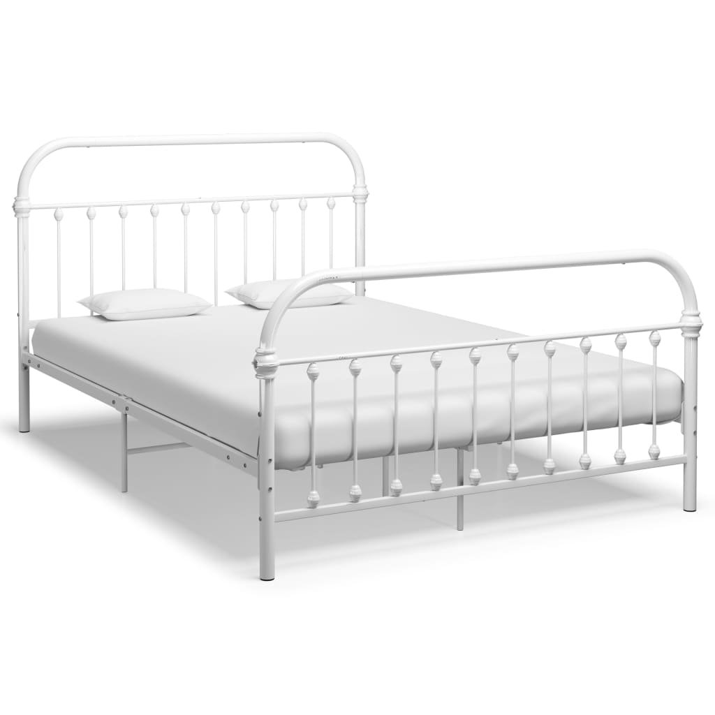 284495 vidaXL Bed Frame without Mattress White Metal 140x200 cm